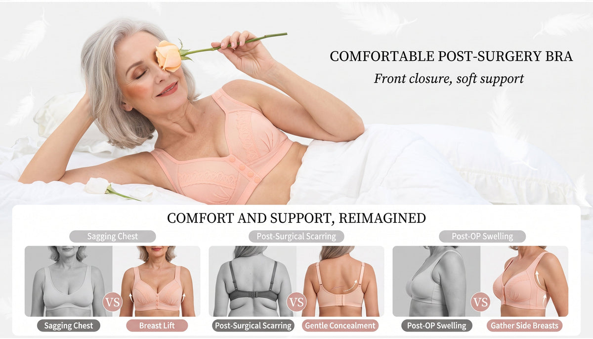 💥👙SISTA DAGEN REA - KÖP 1 FÅ 1 GRATIS!!💘CloudComfort Frontknäppt Bomullsbh – Andningsbar • Bygelös • Stöd Hela Dagen • Icke Vadderad & Hudvänlig🌿-24