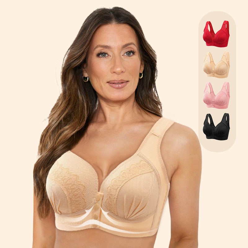 💥👙SISTA DAGEN REA - KÖP 1 FÅ 1 GRATIS!!💘CloudComfort Frontknäppt Bomullsbh – Andningsbar • Bygelös • Stöd Hela Dagen • Icke Vadderad & Hudvänlig🌿-1