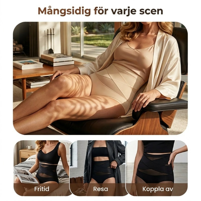 🌸 Sista dagen – Köp 2, få 1 förpackningar ✨ Plus-size högmidjade trosa med korsande magkontroll-4