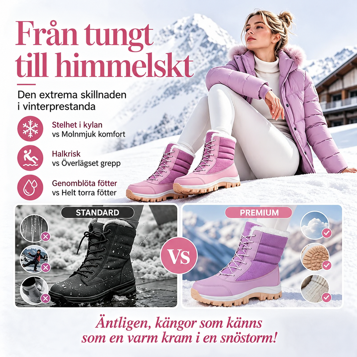 Vattentäta snökängor för dam med plyschfoder och skaft i mellanhöjd👢❄️-4