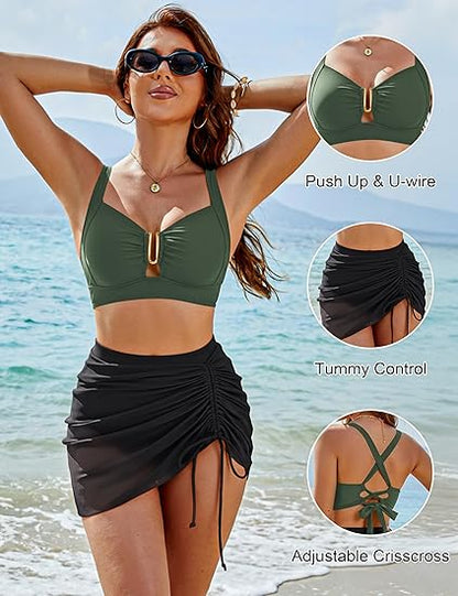 👙💃Дамски бикини, висока талия, с U-образна кост, ефект за изтъняване в областта на корема