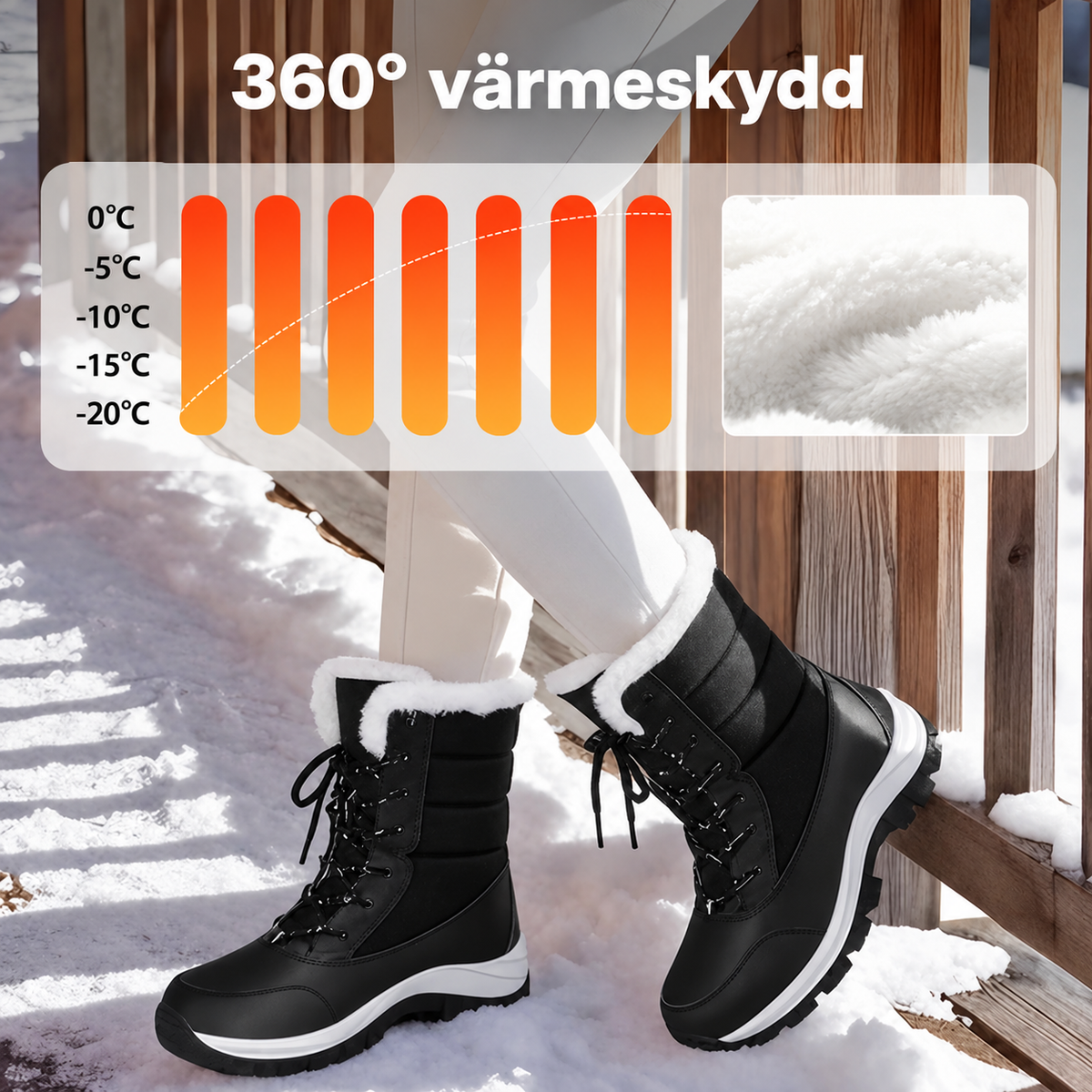 Vattentäta snökängor för dam med plyschfoder och skaft i mellanhöjd👢❄️-3