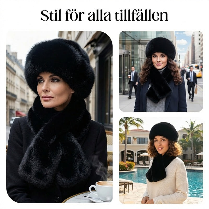 🔥 VINTERREA 50% RABATT! ❄️ Fluffig Pälskeps – Varm Vinterkeps + Gratis Matchande Halsduk (Endast 7 Kvar) ⏰-8