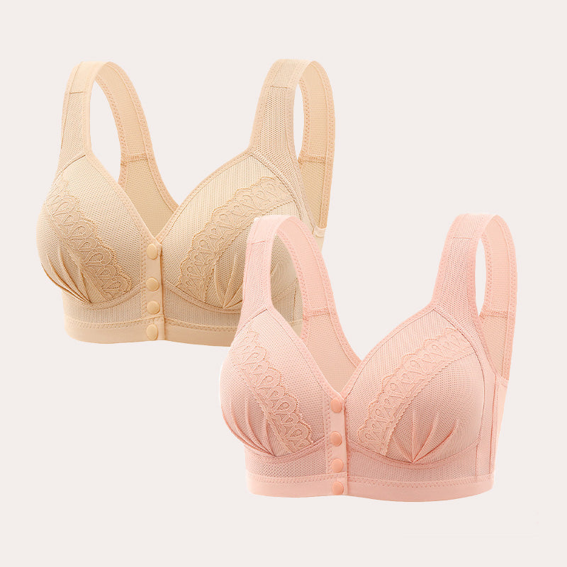 💥👙SISTA DAGEN REA - KÖP 1 FÅ 1 GRATIS!!💘CloudComfort Frontknäppt Bomullsbh – Andningsbar • Bygelös • Stöd Hela Dagen • Icke Vadderad & Hudvänlig🌿-17