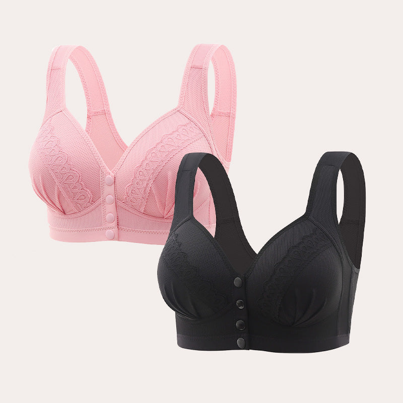 💥👙SISTA DAGEN REA - KÖP 1 FÅ 1 GRATIS!!💘CloudComfort Frontknäppt Bomullsbh – Andningsbar • Bygelös • Stöd Hela Dagen • Icke Vadderad & Hudvänlig🌿-18