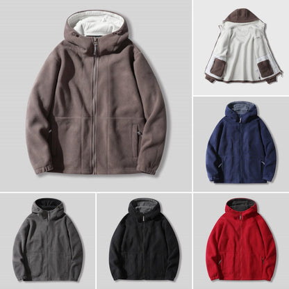 🔥За мъже и жени🎁 Двуслойна вълнена термо яке с подплата от флийс