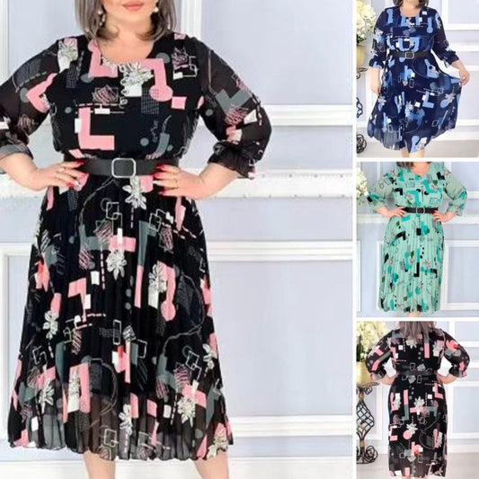 【S-4XL】🌺Дамска плисирана флоу рокля с колан