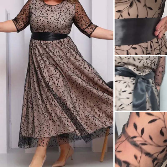【S-4XL】👗Плюс размер жени двоен слой елегантна рокля