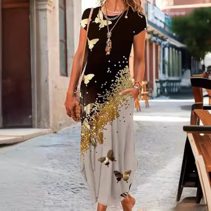 🌺Дамски рокли с щампирана тениска