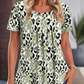 🌺Жените случайни отпечатани кръг врата къс ръкав Топ