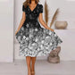 【S-4XL】🌺Дамска рокля с V-образно деколте с щампи