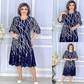 【S-4XL】👗Елегантна рокля с маншети с перлен принт