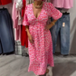 🔥[S-4XL]🎀👗 Дамска рокля с V-образно деколте