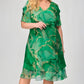 💖Дамска рокля от шифон с къс ръкав Cascading printed printed chiffon