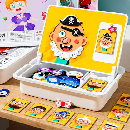 Магнитни пъзели за обличане на лица Пътуваща игра Двустранна предучилищна образователна играчка за деца