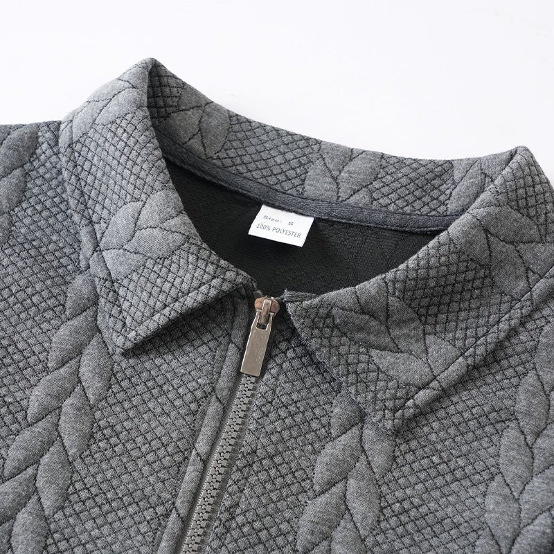 👔🧶 Avslappnad herrtröja med halvglidare & flätmönster – Värm & stilfull i hållbar bomull! Perfekt för arbete och fritid ✨-5