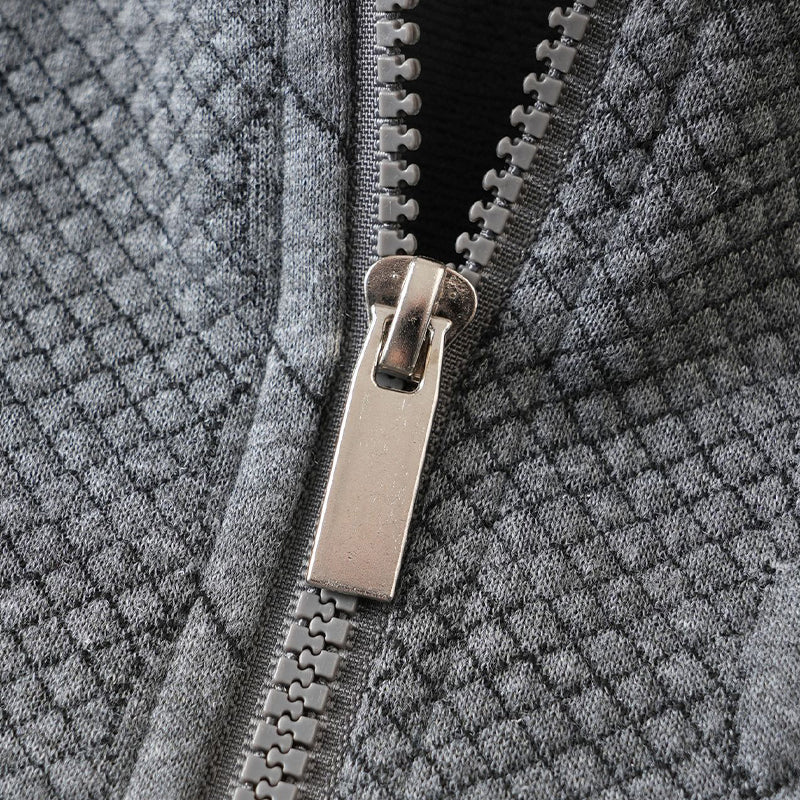 👔🧶 Avslappnad herrtröja med halvglidare & flätmönster – Värm & stilfull i hållbar bomull! Perfekt för arbete och fritid ✨-6