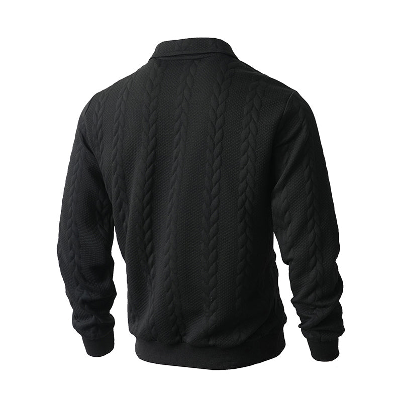 👔🧶 Avslappnad herrtröja med halvglidare & flätmönster – Värm & stilfull i hållbar bomull! Perfekt för arbete och fritid ✨-13