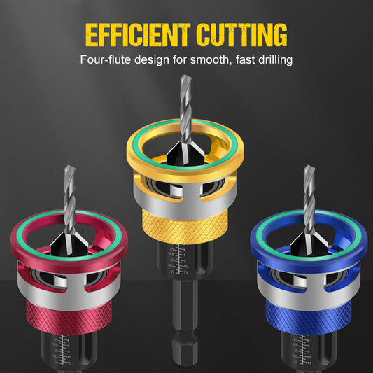 👨‍🔧👍 Комплект за пробиване и фрезоване с дървесни зъбци – с автоматичен ограничител на дълбочината, 4 режещи остриета и прецизна настройка 🔩🔧