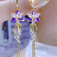 💎 Елегантни обеци с лилави цветя и ресни
