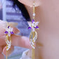 💎 Елегантни обеци с лилави цветя и ресни
