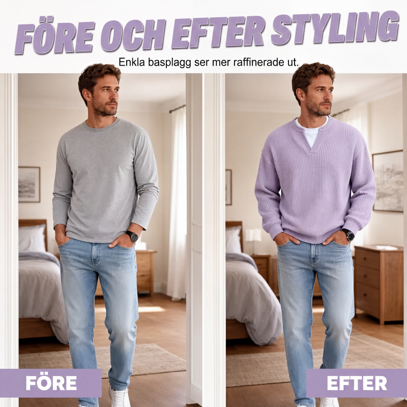 🎁Ett måste👕Strukturerad waffeltröja för män-6