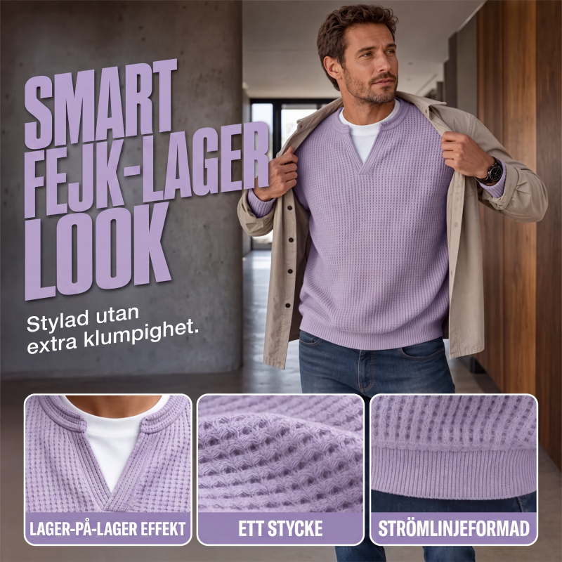 🎁Ett måste👕Strukturerad waffeltröja för män-7