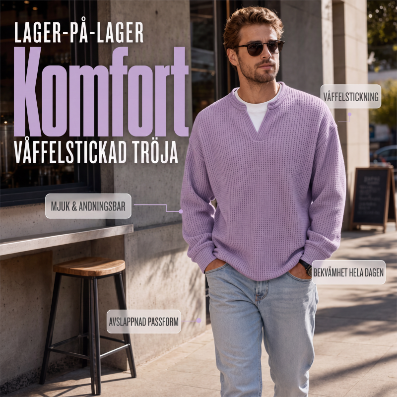 🎁Ett måste👕Strukturerad waffeltröja för män-2