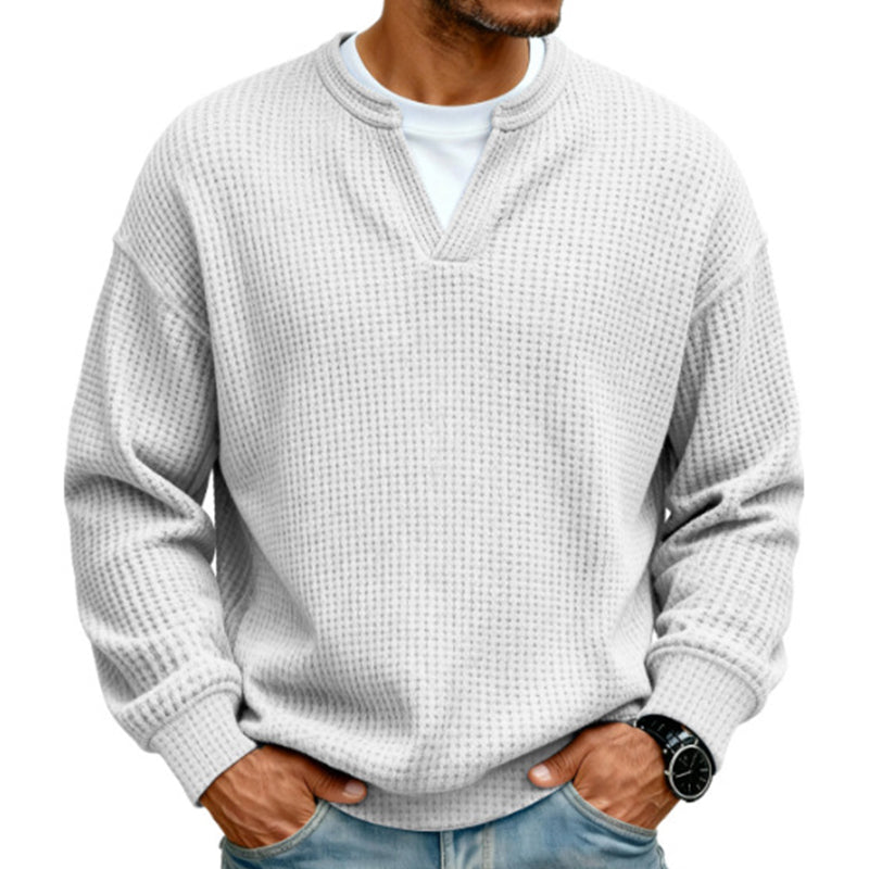 🎁Ett måste👕Strukturerad waffeltröja för män-14