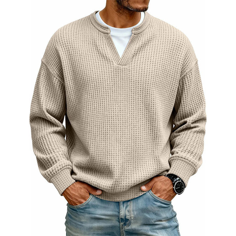 🎁Ett måste👕Strukturerad waffeltröja för män-11