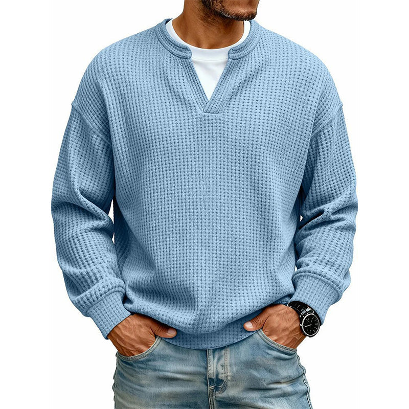 🎁Ett måste👕Strukturerad waffeltröja för män-12
