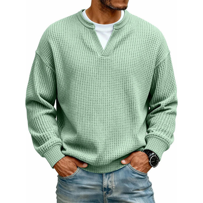 🎁Ett måste👕Strukturerad waffeltröja för män-10