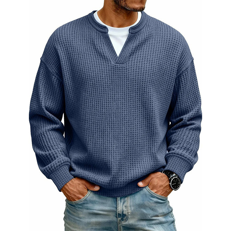 🎁Ett måste👕Strukturerad waffeltröja för män-13