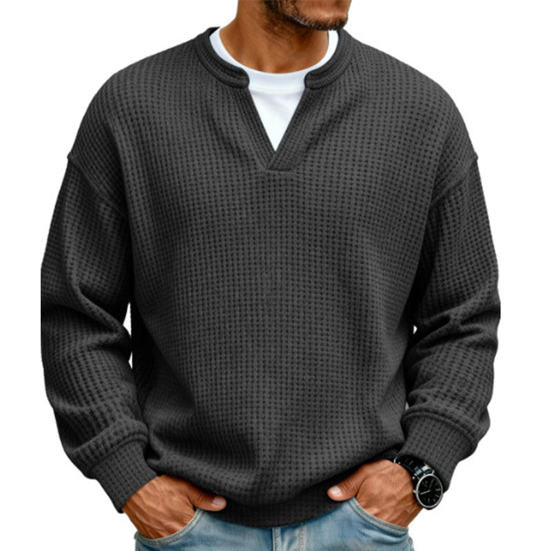🎁Ett måste👕Strukturerad waffeltröja för män-15