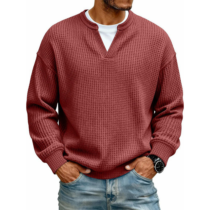 🎁Ett måste👕Strukturerad waffeltröja för män-16