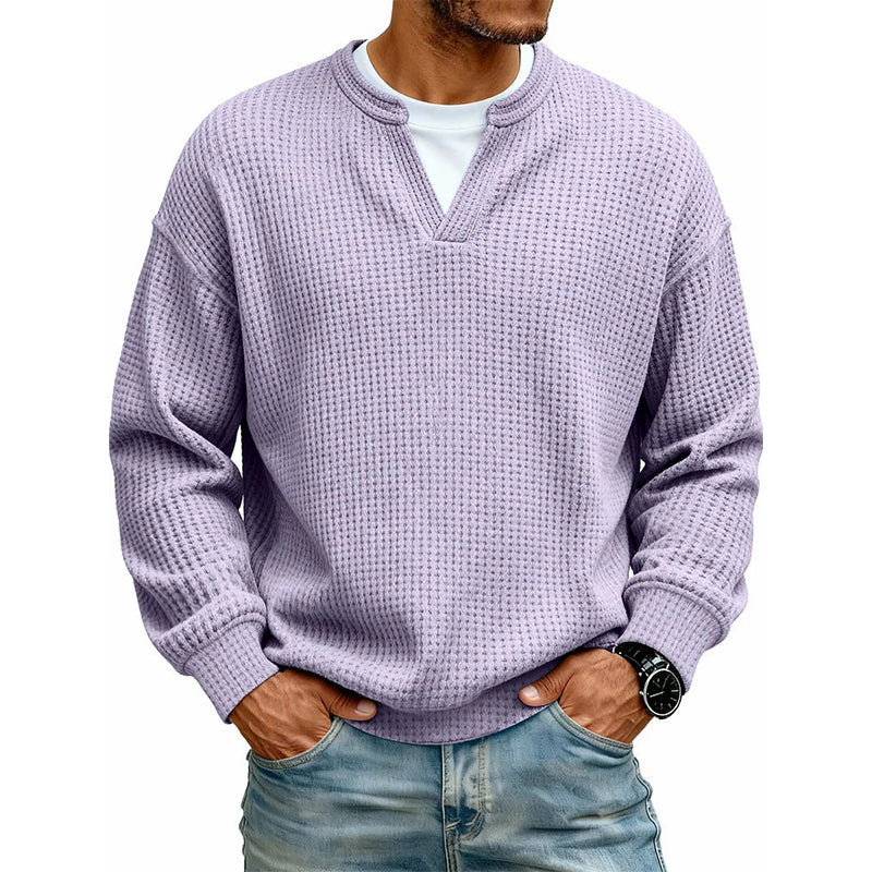 🎁Ett måste👕Strukturerad waffeltröja för män-19