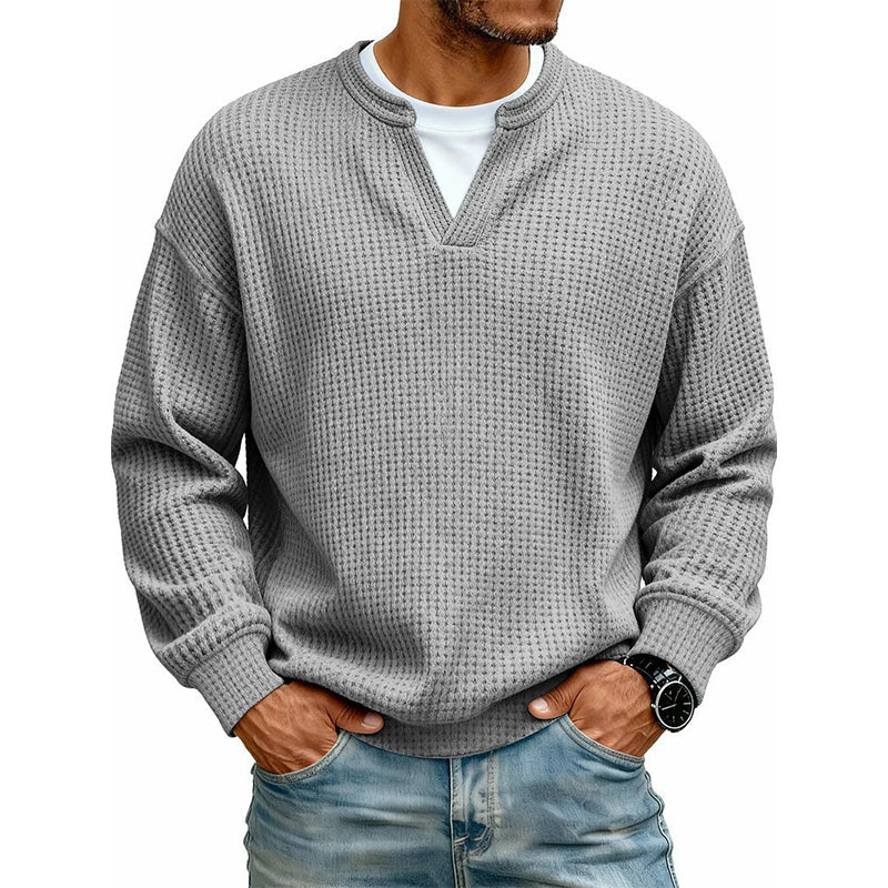 🎁Ett måste👕Strukturerad waffeltröja för män-17