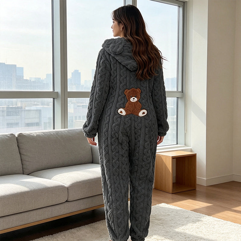Nyhet✨ 🐻 Huvtröja onepiece med dragkedja – mjuk och varm-6