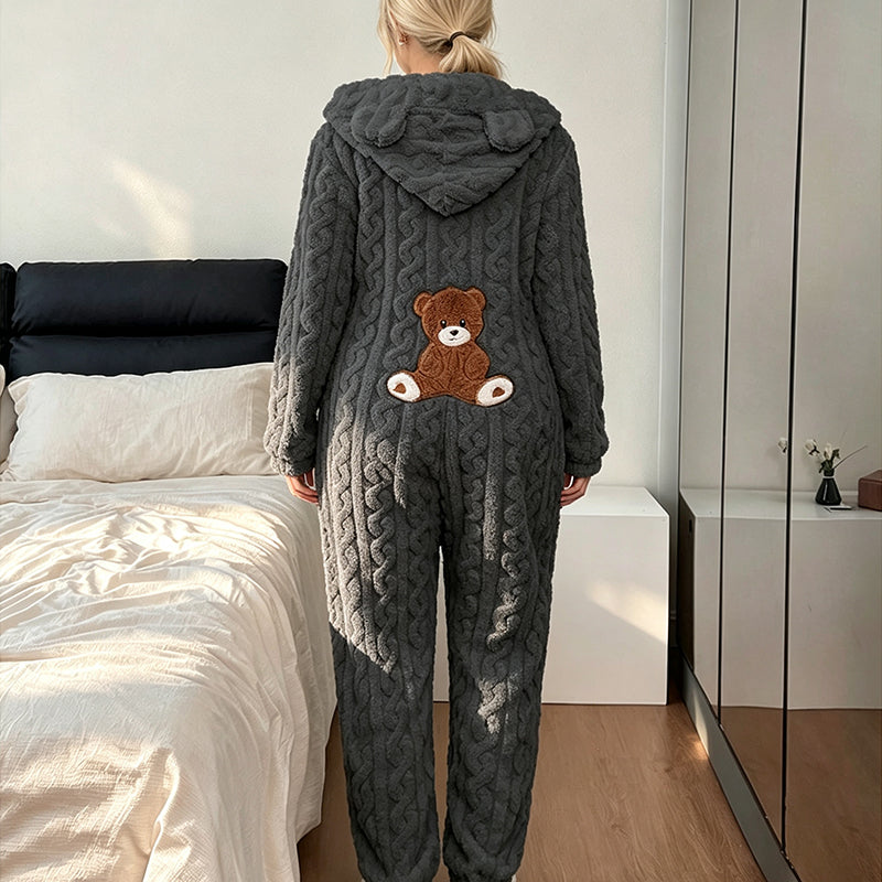 Nyhet✨ 🐻 Huvtröja onepiece med dragkedja – mjuk och varm-8