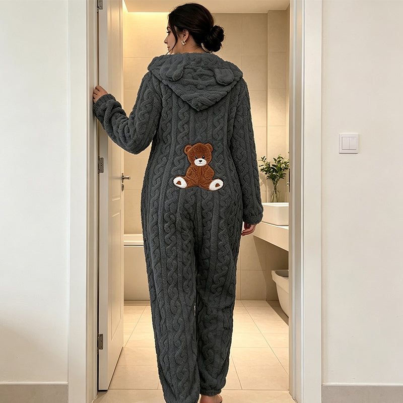Nyhet✨ 🐻 Huvtröja onepiece med dragkedja – mjuk och varm-3