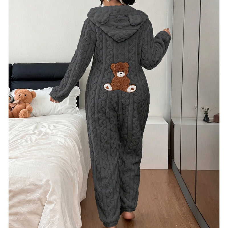Nyhet✨ 🐻 Huvtröja onepiece med dragkedja – mjuk och varm-12