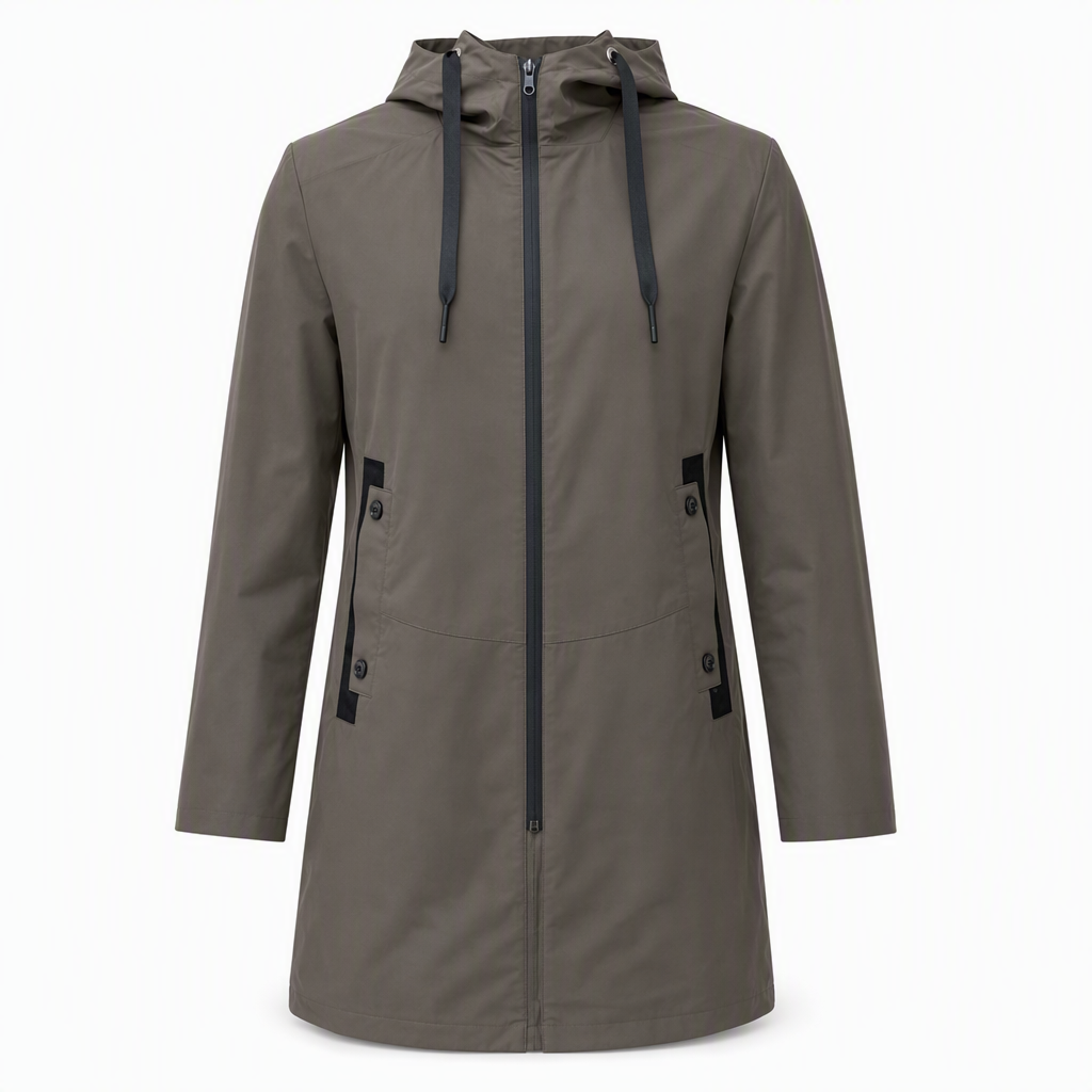 Fri frakt✈️🧥Herrjacka med huva, slim fit vindtät kappa-9