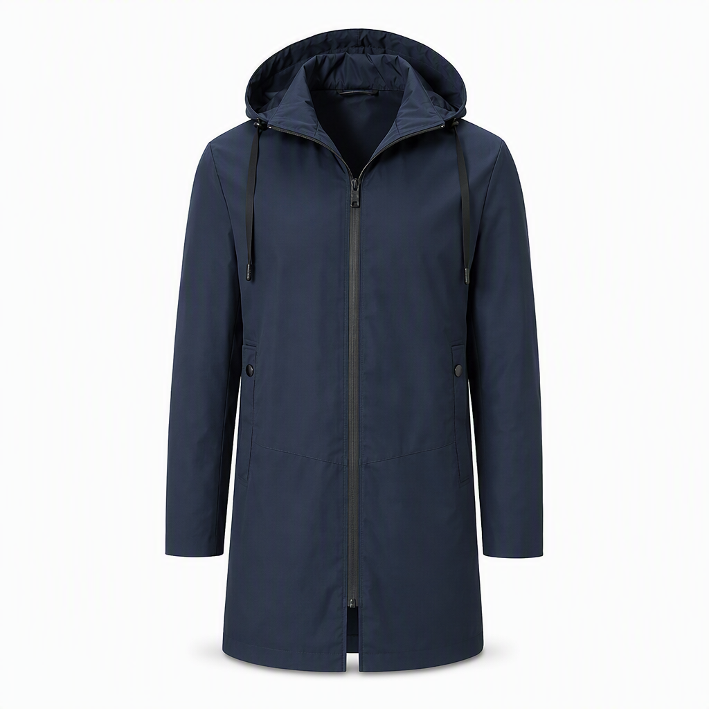 Fri frakt✈️🧥Herrjacka med huva, slim fit vindtät kappa-10