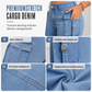 📢🎉50 % rabatt!!!🛍️✨Mycket elastiska, figursydda cargo-jeans med veckade ben för damer och fickor med flikar-4