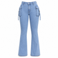 📢🎉50 % rabatt!!!🛍️✨Mycket elastiska, figursydda cargo-jeans med veckade ben för damer och fickor med flikar-8