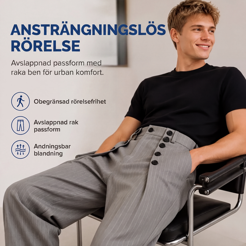 Chica hög midja dubbelknäppt draperade byxor för män-3