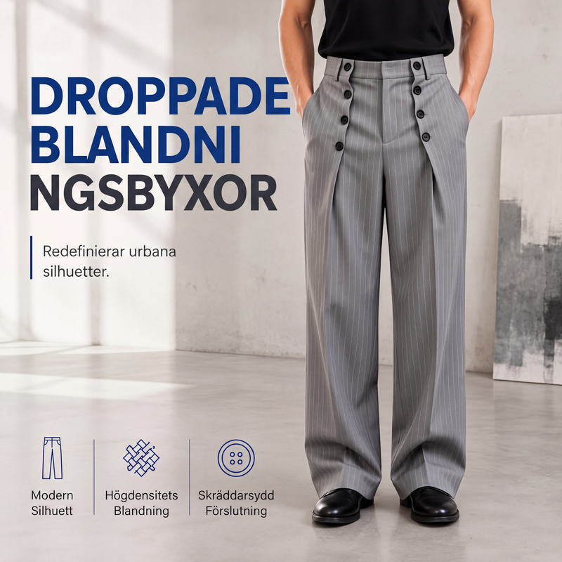 Chica hög midja dubbelknäppt draperade byxor för män