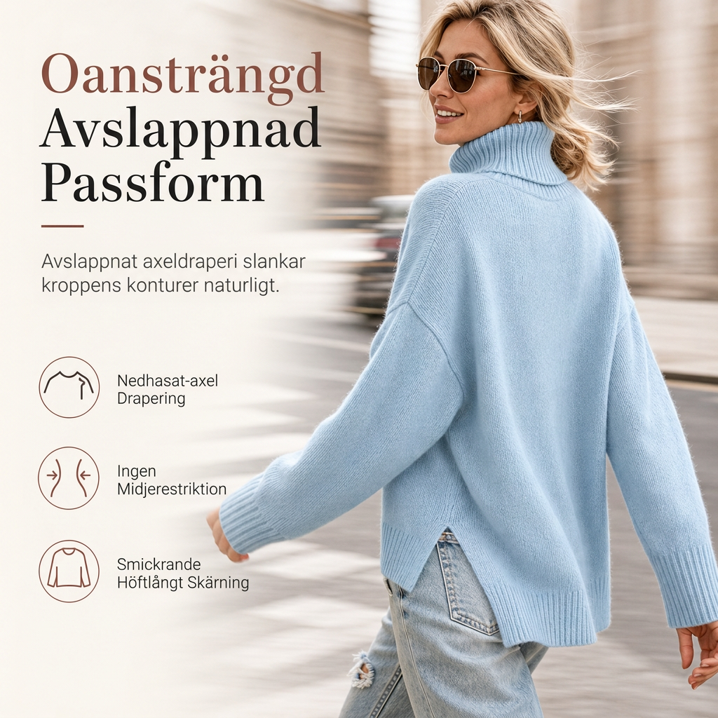 🍂Bästsäljande höstnyheter|Mjuk Stickad Tröja Dam – Elegant Oversized Polotröja med Hög Krage-5