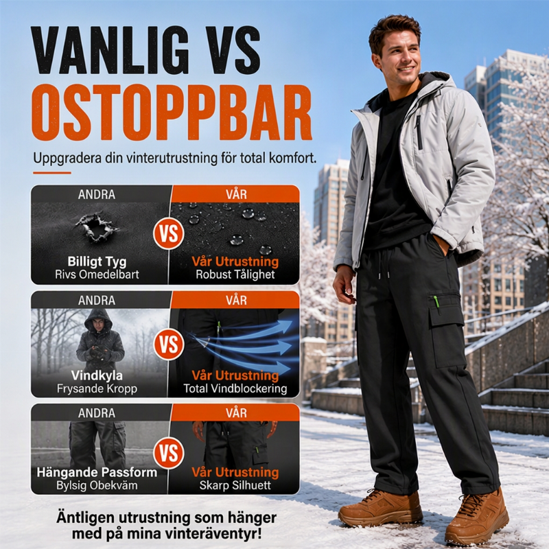 Vinterbyxor Herr – Vindtäta Termobyxor med Värmande Foder för Outdoor och Kalla Dagar-1
