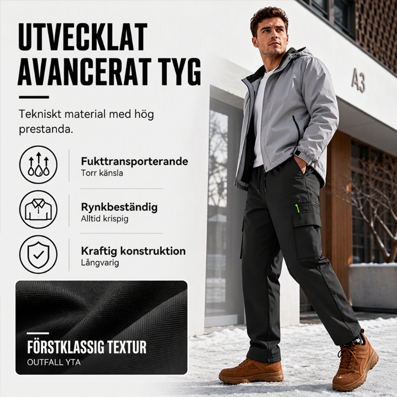 Vinterbyxor Herr – Vindtäta Termobyxor med Värmande Foder för Outdoor och Kalla Dagar-2